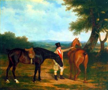 Jacques-Laurent Agasse : Two Hunters with a Groom